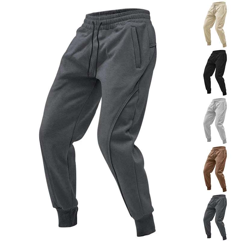 Loose Fit Mens Solid Joggers - Soft Slight Stretch Drawstring/Polyester Pants for Outdoor Sports and Casual Wear