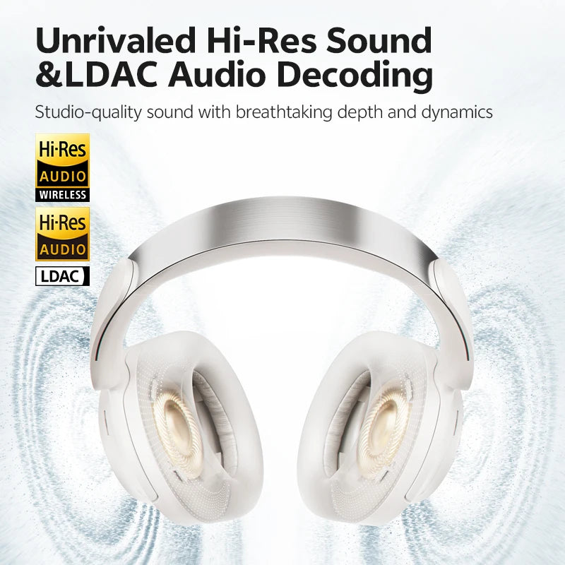 QCY H3S Over Ear Headphone Hi-Res LDAC Spatial Sound Headset/H3S -56dB Adaptive ANC Wireless Earphone Bluetooth 6.0 102Hrs