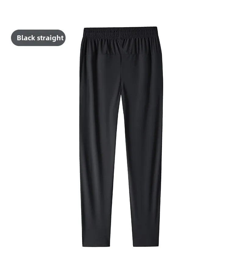 Men's solid color pants summer ice silk elastic quick drying/loose sports pants suitable for casual and business wear M-8XL