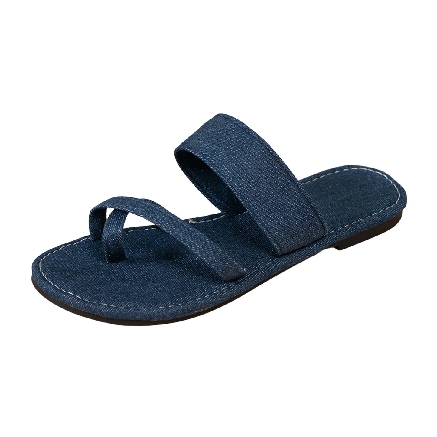 Denim Flat Soft Bottom Slipper Women/Summer Slip On Solid Sandals Casual Open Toe