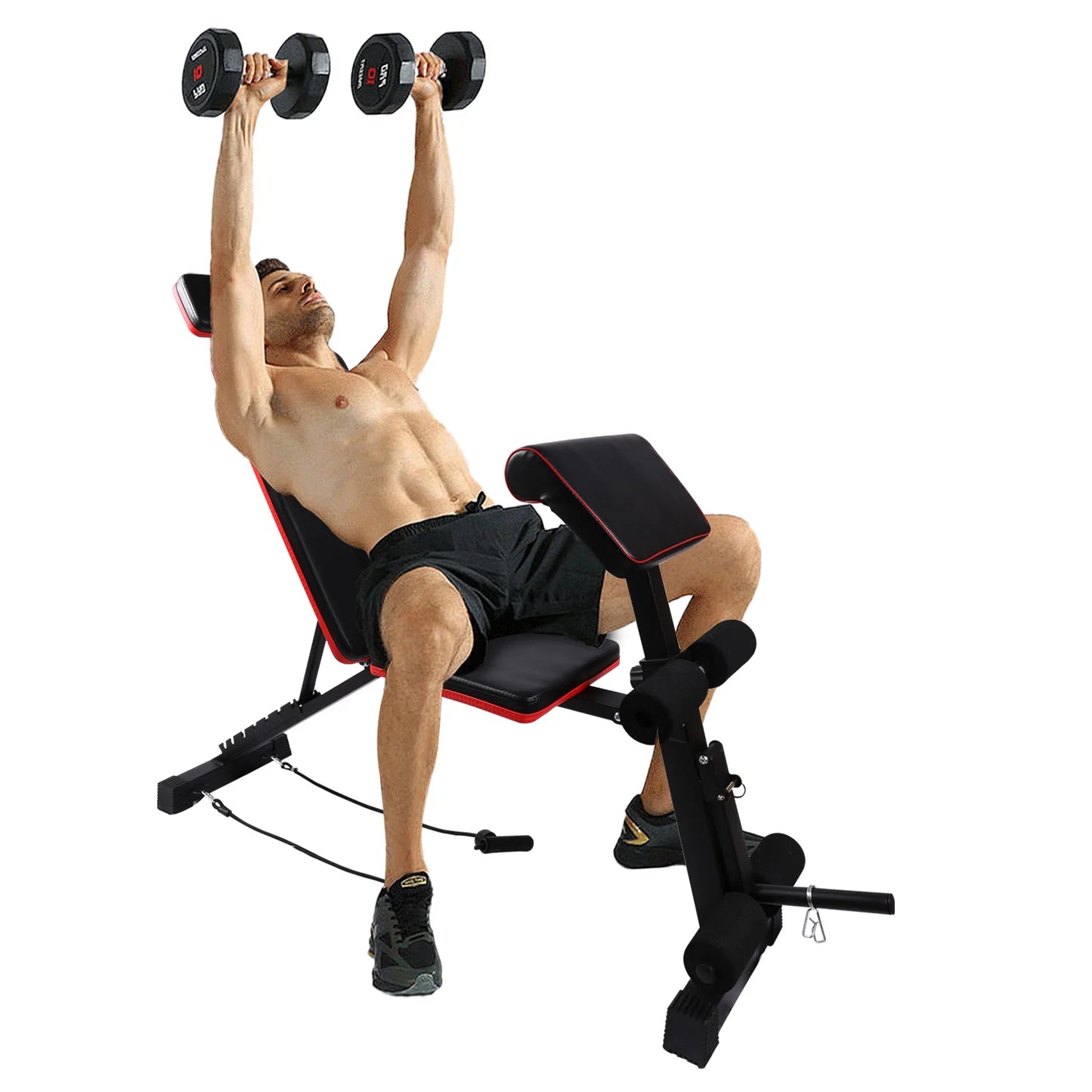 Adjustable Weight Bench 7-Level Foldable with Extended Headrest/Leg Extension Incline Decline Bench 770 lbs Full-Body Strength