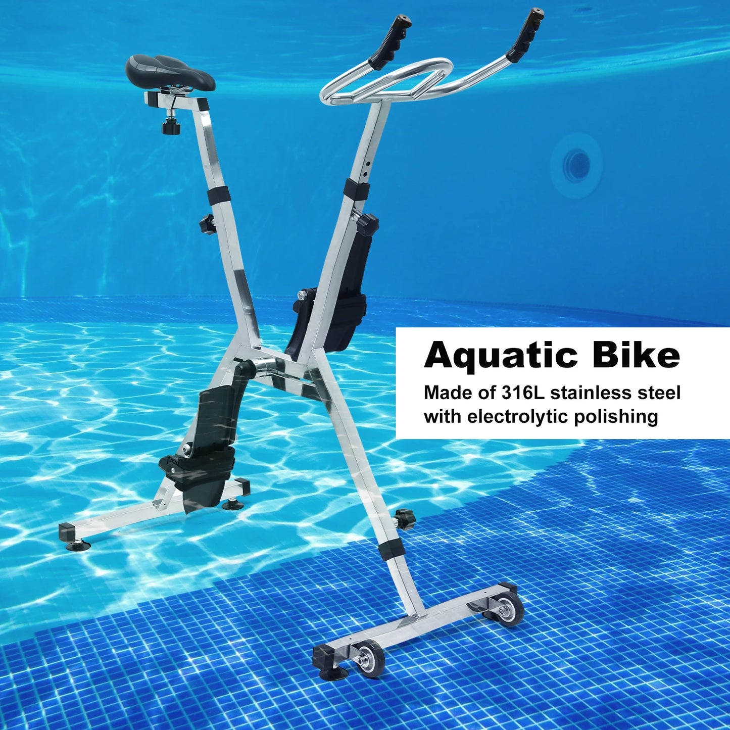 Aquatic Bike Pool Exercise Water Bike/with 316 Stainless Steel Frame Adjustable Resistances Underwater Spin Bike