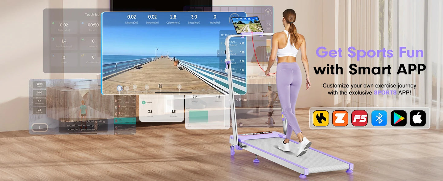 Walking Pad Treadmill with 15% Incline/Adjustable Height,3.5HP Walking Pad/with Handle Bar Foldable Under Desk Treadmill 350LBS