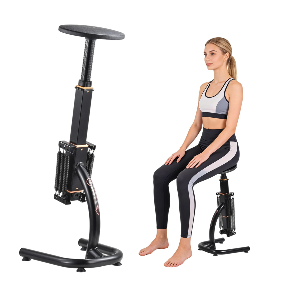 Squat Machine for Home Gym Adjustable Glute Leg Core Strengthener/Assisted Squat Trainer with Variable Resistance Intensity