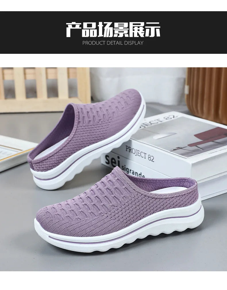 Women's Summer Breathable Commute Half Drag Shoes Soft Sole/Lightweight Slip On Casual Comfortable Odor-Resistant