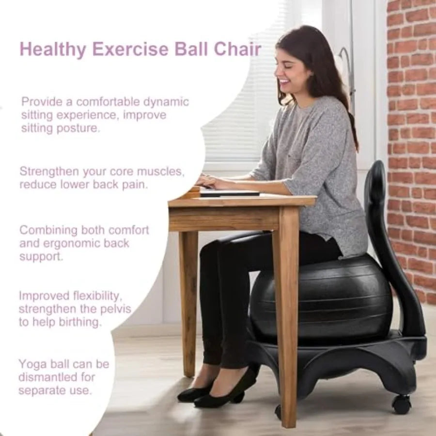 Ergonomic Fitness Ball Chair for Adults and Pregnant Women Yoga Ball Stool/Ideal for Home and Gym Use Promotes Posture Support
