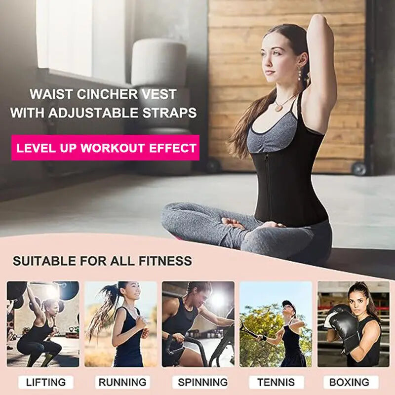 2 PCS Women's Waist Trainer Sauna Effect Sweat Vest Corset/Body Shaper Neoprene Shapewear Tummy Control Gym Workout Tank Top