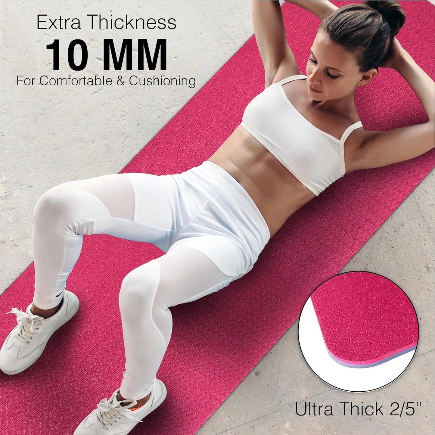 Yoga Mat – 10mm & 12mm Thick Yoga Mat Non-Skid/Dual Surface Workout Mat Eco-Friendly Yoga Mats