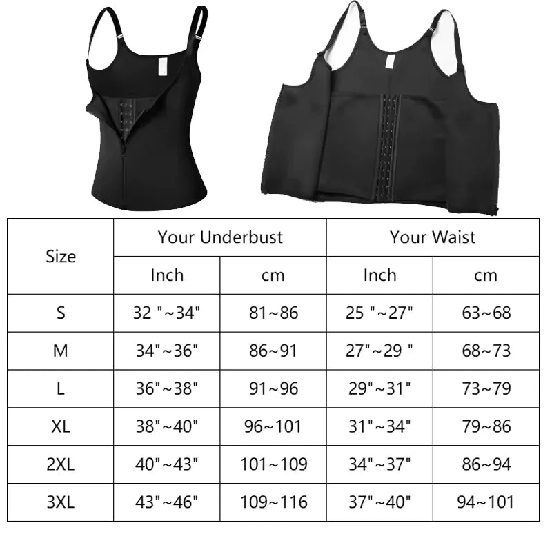 2 PCS Women's Waist Trainer Sauna Effect Sweat Vest Corset/Body Shaper Neoprene Shapewear Tummy Control Gym Workout Tank Top