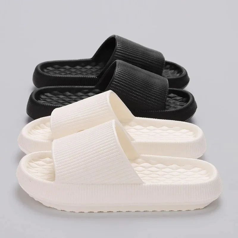4cm Summer Non-slip Soft Cloud Slippers Women Comfy Thick/Platform Slides Woman Couple Bathroom Home Flip Flops