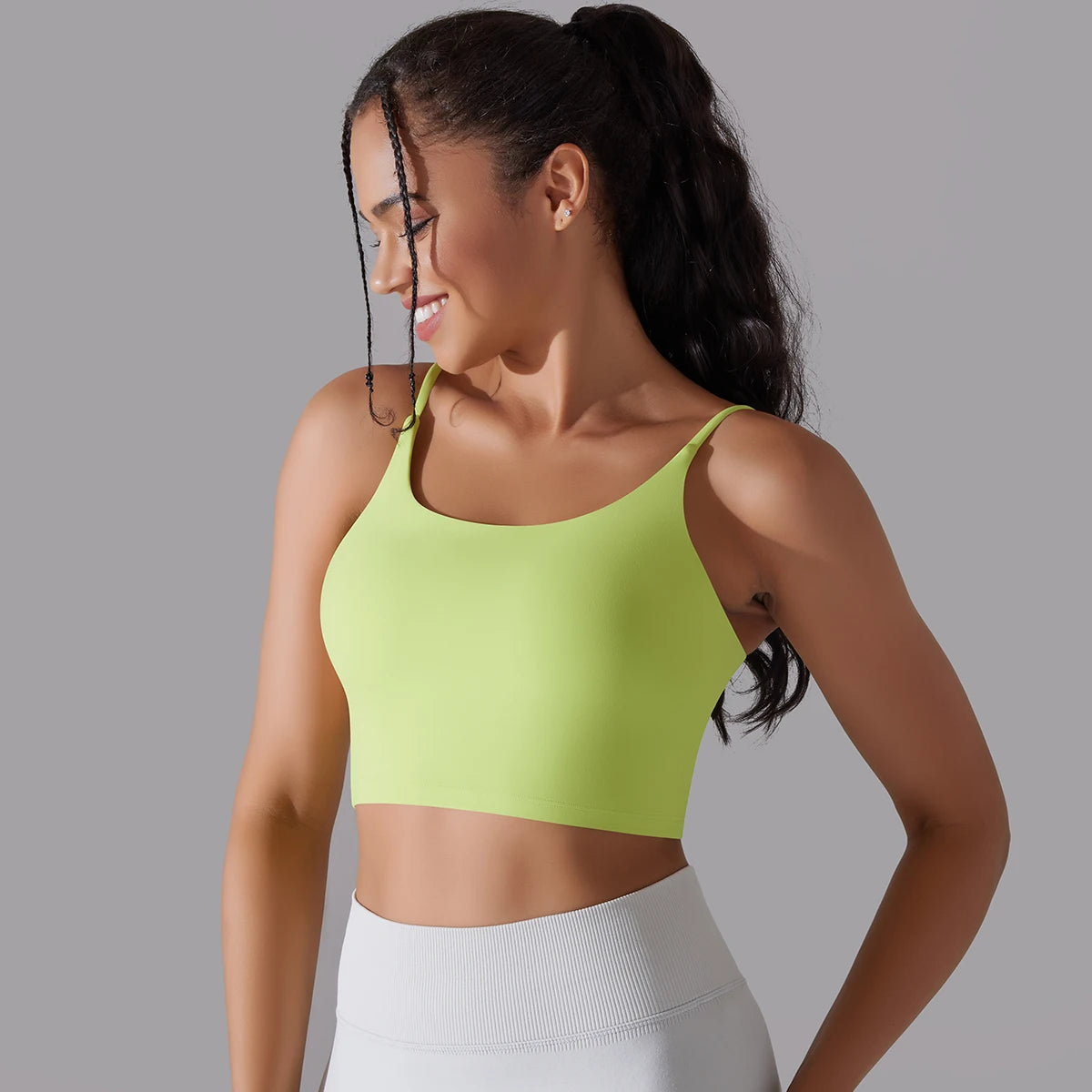 Solid Color Yoga Sports Bra Women Fixed Padded/Slim Gym Fitness Workout Undershirt Top