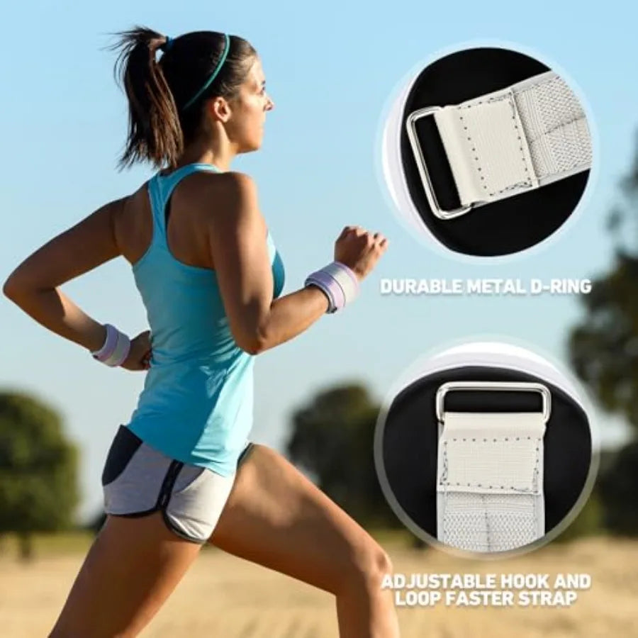 Ankle weights set for gym yoga fitness workout walking jogging running/neoprene fabric black adjustable 2/3/4/6 lbs per pair