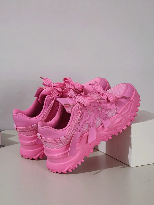 High Appearance Low Cut Lace Up Thick Soft Sole Breathable Casual Walking/Sports Sneakers For Men Women Daily Outdoor All