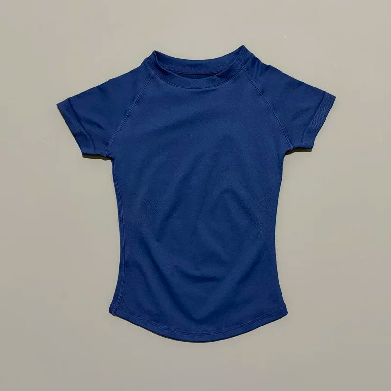 Women Sports T-Shirt Round Neck Short Sleeve Breathable Stretchy Tops/Gym Fitness Yoga Running Workout Casual Athletic Shirts