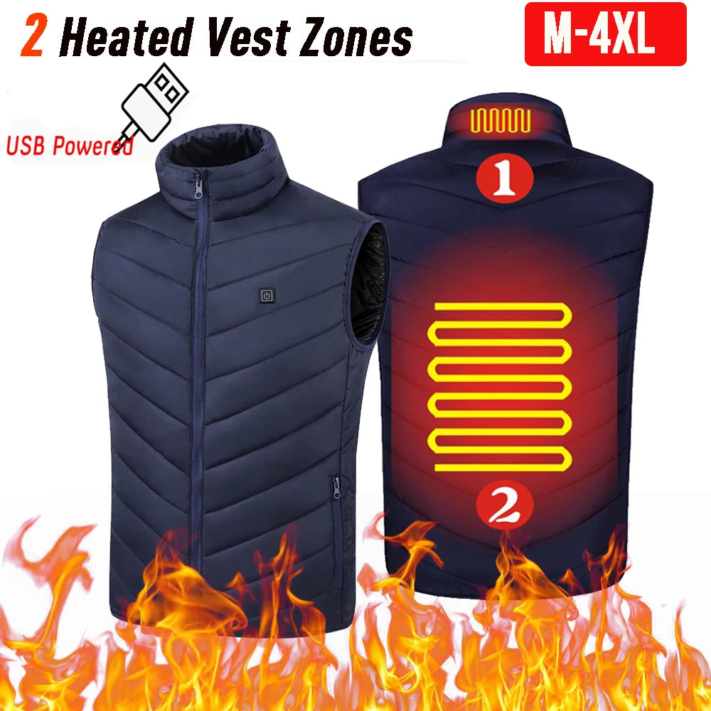 Men Autumn Winter Heating Cotton Vest/2/3 Areas Heated Vest Thermal Winter