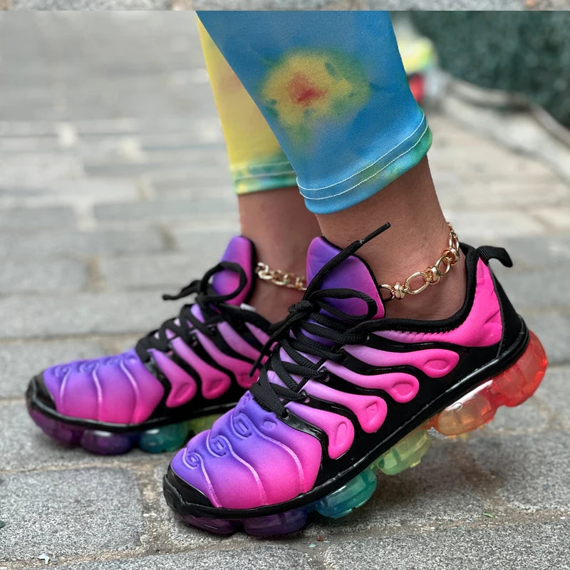 New Candy Color Men Transparent Bottom Sneakers/Running Shoes Women Hiking Shoes Couple Autumn Rainbow Sports Shoes