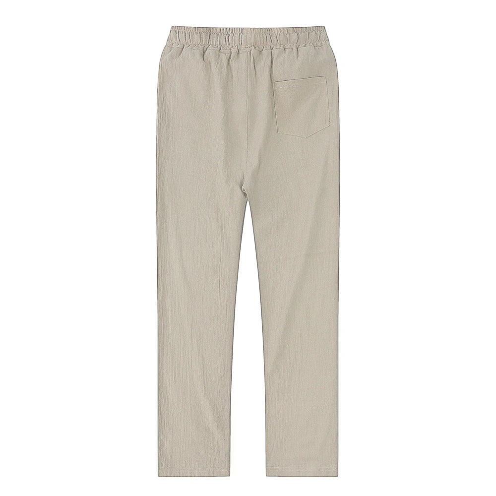 Men's Cotton Linen Pants Male Autumn New Breathable/Solid Color Linen Trousers Fitness Streetwear S-3XL