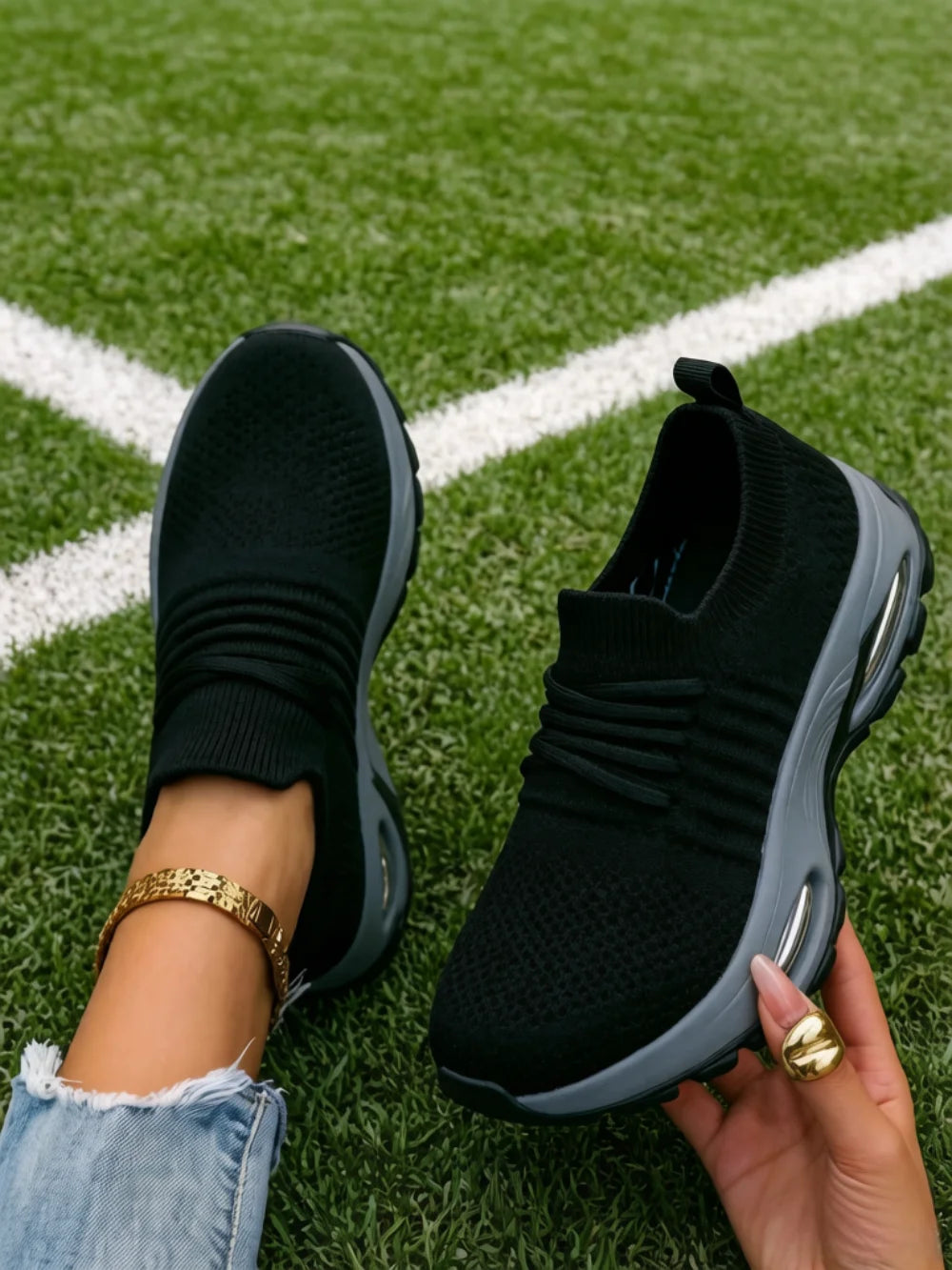 Women Breathable Mesh Rocker Bottom Sneakers Non Slip Shock Absorbing/Wedge Orthopedic Shoes Comfort Casual Footwear Daily Walking