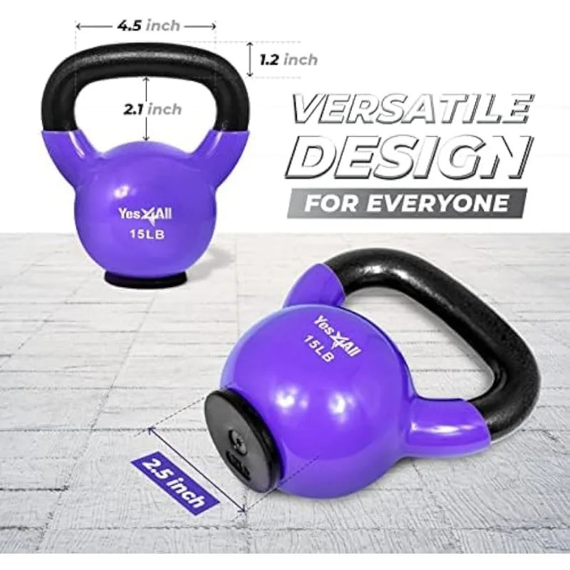 Yes4All Fitness Kettlebells Weights (5-50LB)/Home Gym Equipment for Strength Training