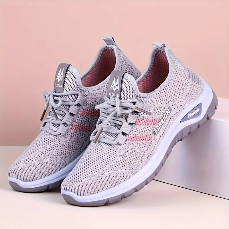 Women's Breathable Knit Walking Shoes Soft Cushion/Non Slip Lace Up Sneakers Lightweight Comfort Casual Daily Sports Shoes