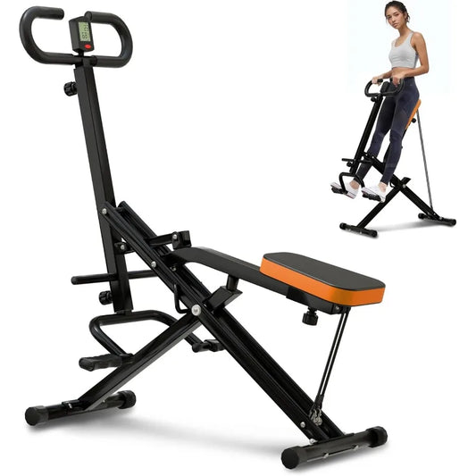 Squat Machine Ab Workout Equipment for Home 265lbs Capacity Foldable/Rowing Machine with Adjustable Resistance Bands