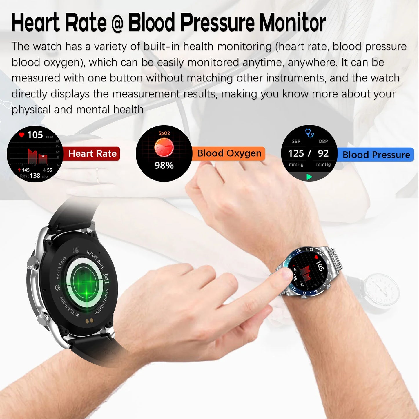 Smart Watch Men 1.43 Inch HD AMOLED Screen Bluetooth Call Fitness Watch/Heart Rate Sleep Monitoring Smartwatch