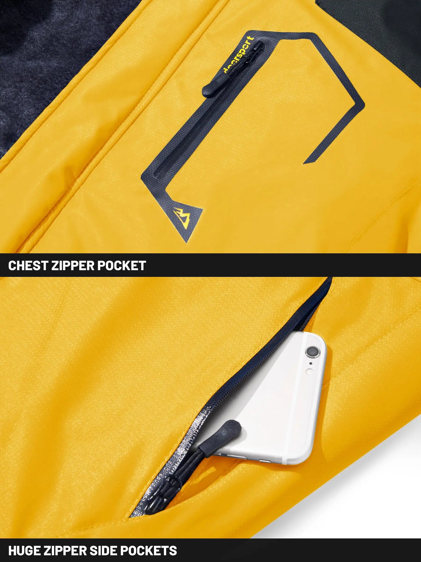 Men's Water-Resistant Ski Jacket Winter Fleece Lined/Snow Coat Warm Windproof Outdoor Jacket