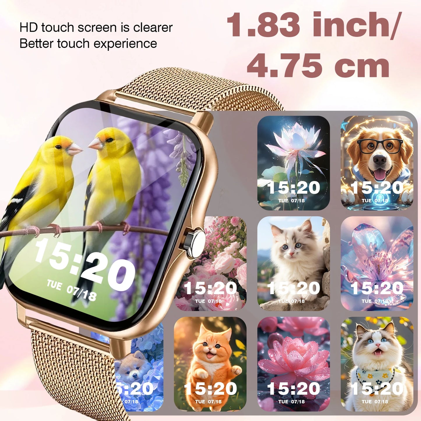 Sports smart watch, sports monitoring wireless calls/message reminders suitable for Android and iPhone