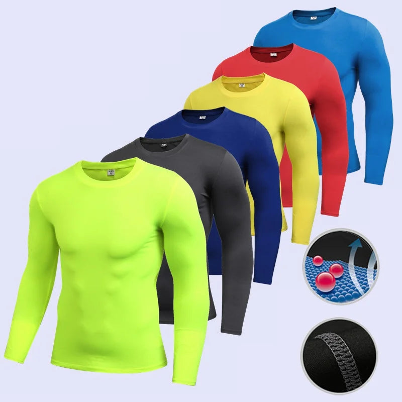 Men Compression Running T-Shirt Fitness Tight Long Sleeve Sport T-shirt/Training Jogging Shirts Gym Sportswear Quick Dry Clothes