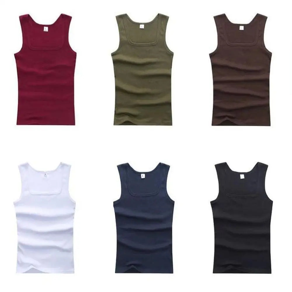 Hot Sale Men's Sleeveless Breathable Fitness Vest Basic Elastic Tank Top/Men's Cotton Bodybuilding T-shirt Classic Color Clothes