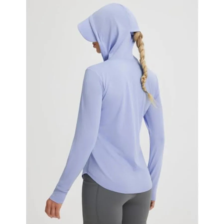 baleaf Women's Sun Jacket with Removable Brim UPF 50+ Lightweight/UV SPF Shirts Long Sleeve Full Zip Up Hoodie Outdoor Hiking
