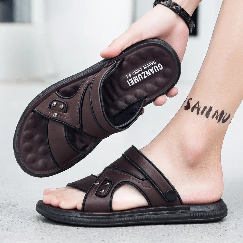 Summer Men Sandals Open Toe Flat Men's Casual Shoes Outdoor/Walking Sandals for Men Beach Shoes hombre Men slippers