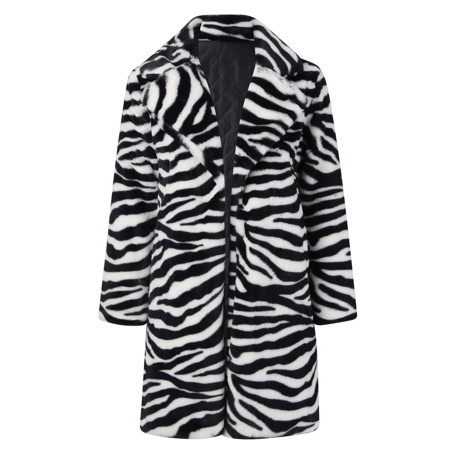 Zebra-Stripe Lapel Coat Casual/Women's Winter Jacket Thicken Warm Fleece Jacket