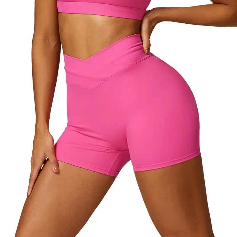 Women's Tight Fit Brushed Crossed High Waisted Fitness Shorts/Sports Yoga Running Outfit Comfortable Breathable Shorts