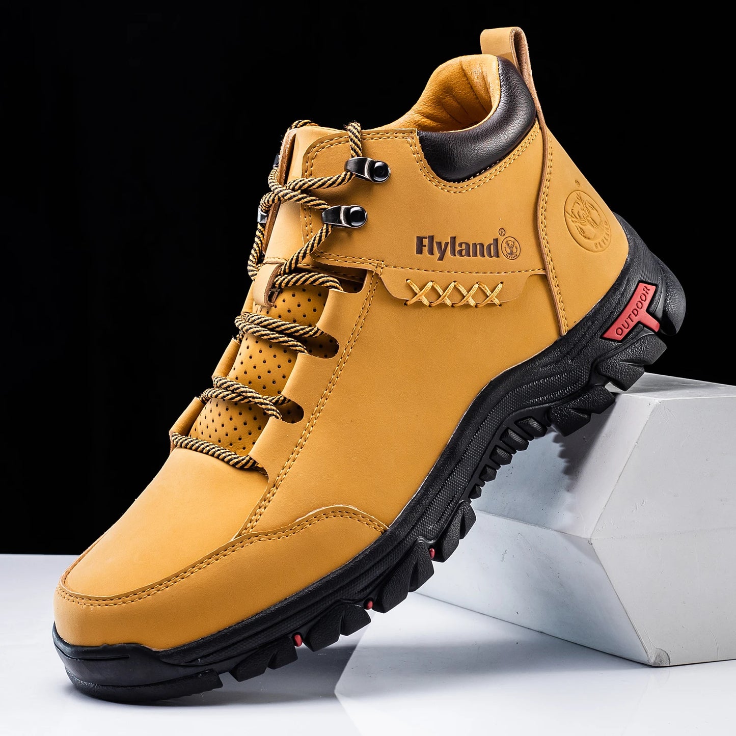 FLYLAND Men's Chukka Boots, Vintage Classical Top/Layer Cowhide Leather, Casual Work Office Shoes Daily