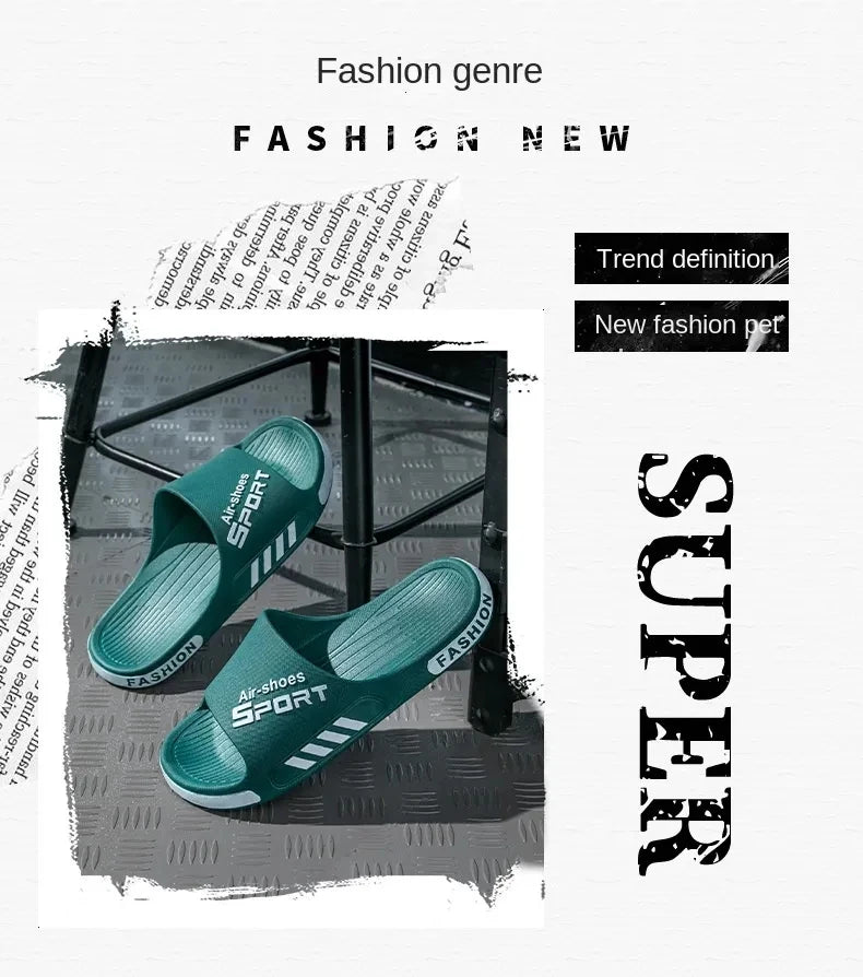 Fashion Men's Slippers PVC Soft Sole Non-slip Slides Casual/Outdoor Flip Flops Home Slippers New