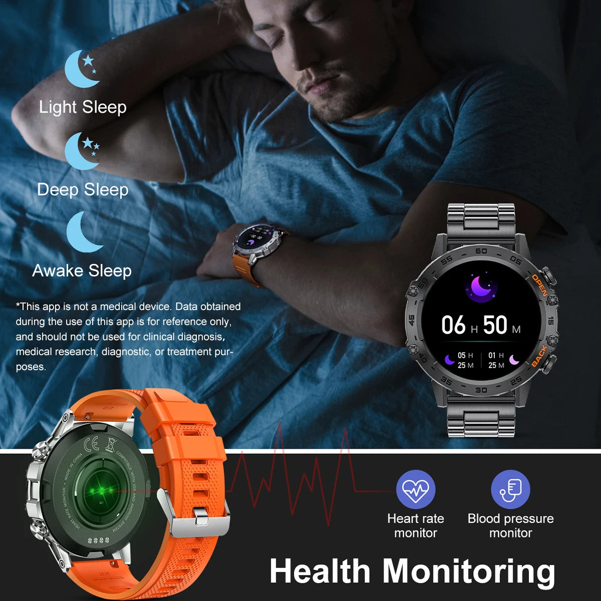 LIGE Smartwtach For Men Bluetooth Calling Waterproof Watches Health Monitoring/400mAh Outdoor Sport Smartwatch Man