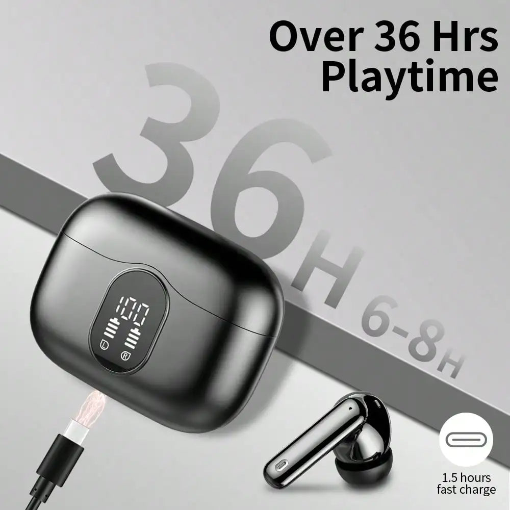 Ordtop Wireless Earbuds Bluetooth Headphones 48H Playtime Ear Buds/With LED Power Display, IPX7 Waterproof Bluetooth 5.4 Earphones