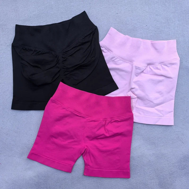 Seamless Shorts 4.5" Ribbed Yoga Shorts Women Flex Gym Shorts/Booty Running Short Butt Lifting Workout Pants