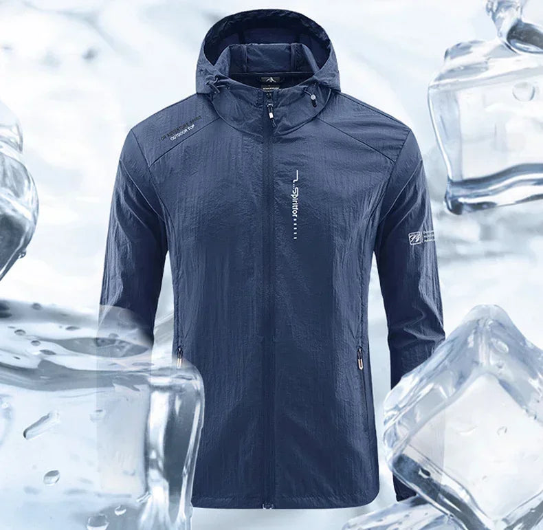 Men's UPF 50+ UV Protection Windbreaker Quick Dry Jacket/Outdoor Sun-Protective Thin Hiking Fishing Cycling Hooded Sport Light