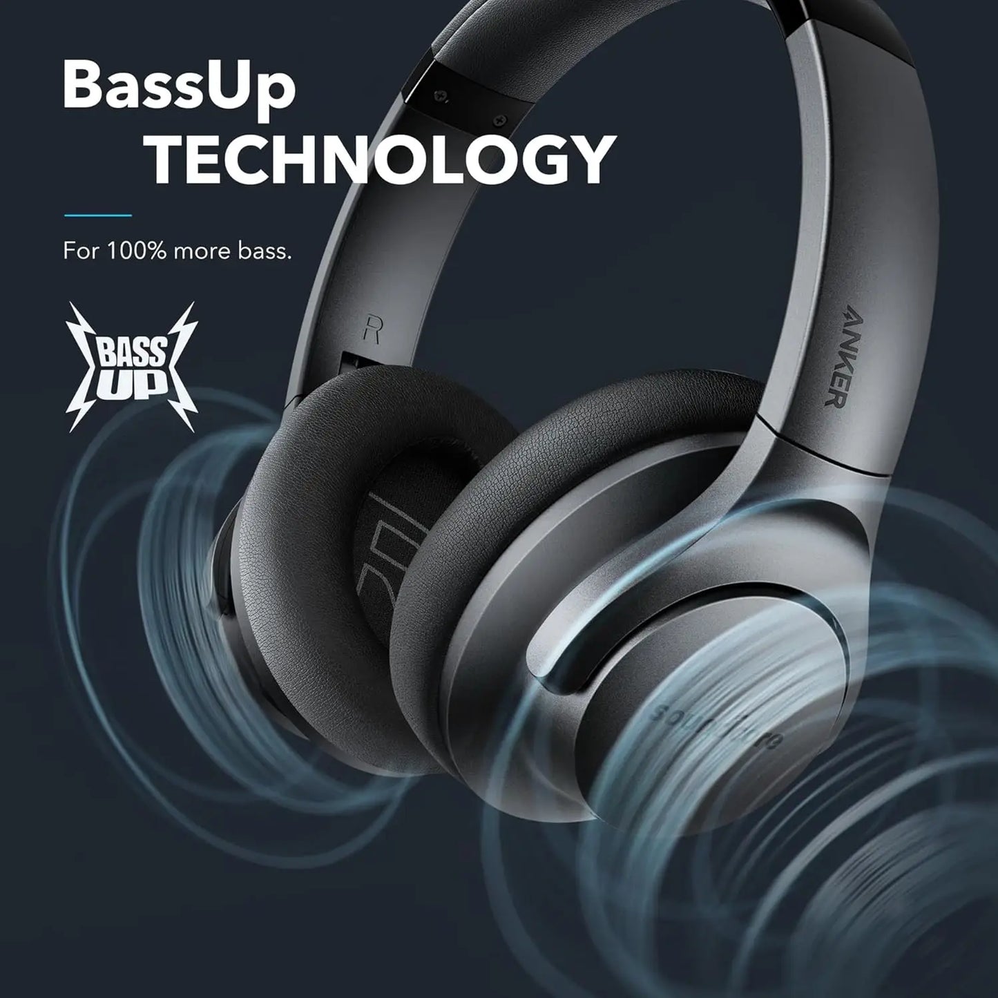 Hybrid Active Noise Cancelling Headphones 60H Playtime/Hi-Res Audio, Deep Bass Wireless Over Ear USB-C
