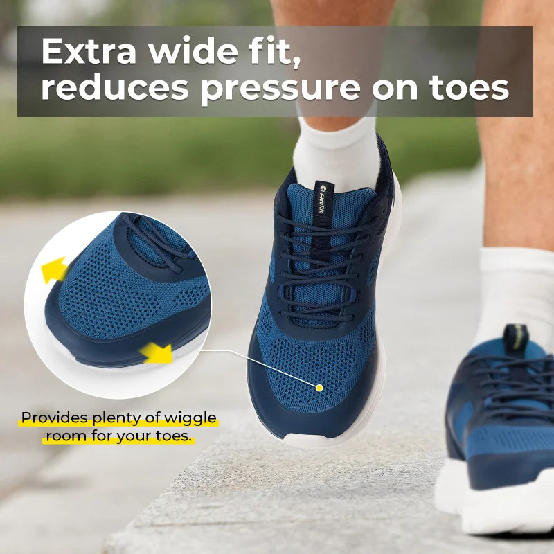 Men's Running Shoes Wide Toe 2E Lightweight Non-Slip Walking/Sport Shoe Cushioning Slip-On Comfortable Breathable Sneakers