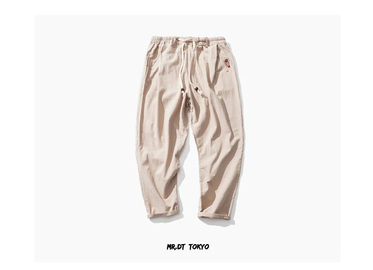 Cotton Joggers Men Solid Men's Harem Pants Summer Fitness/Casual Cropped Pants Men's Trousers Streetwear Slim Male Pants