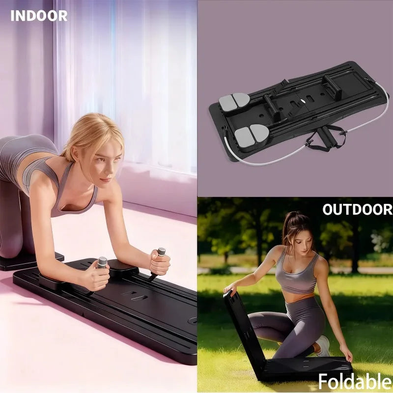 Multi-Functional Ab Workout Board Foldable Core Trainer Equipment/with Resistance Bands Push-Up Bars Abdominal Trainer