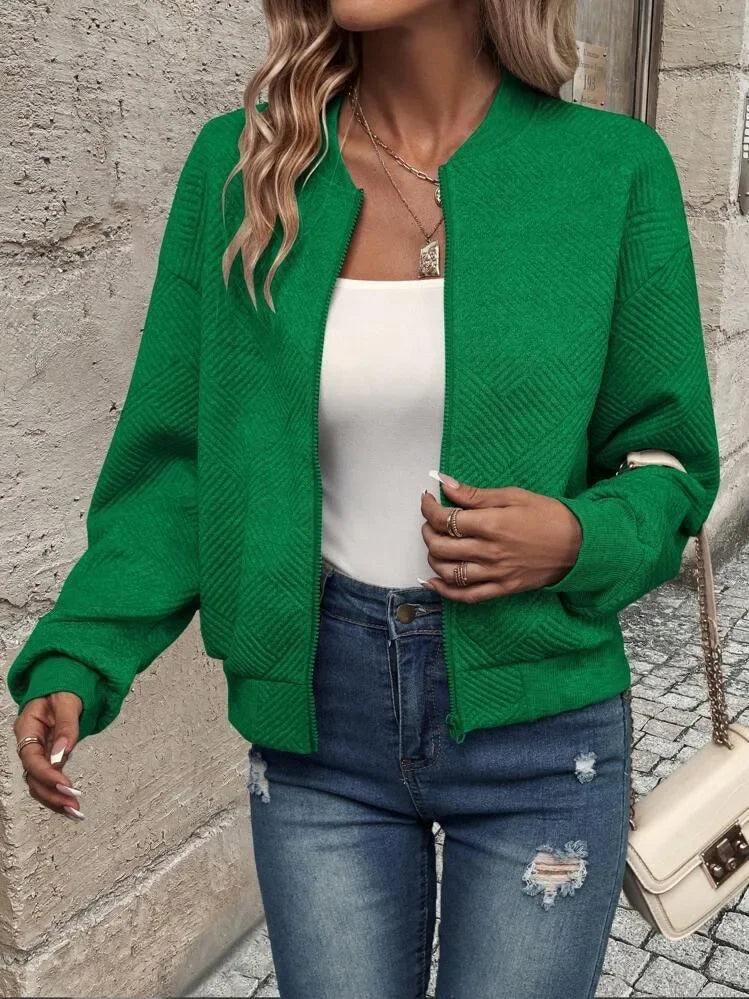 Autumn and Winter New Solid Color Zipper Jacket/with Collar Casual Coat for Women