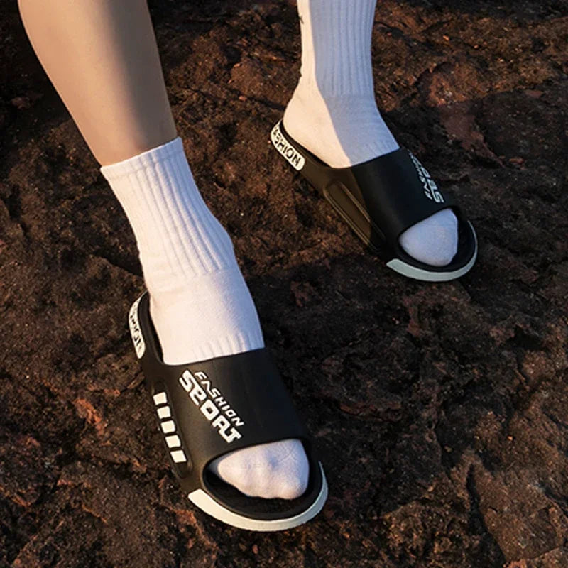 Big Size 48-49 Men Slippers Summer Flat Sole Home Slippers For Men/Open Toe Trend Slides Couple Light Beach Shoes Sandals