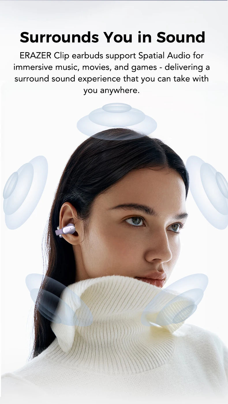 ERAZER XF28 Bluetooth V6.0 Translation Earphones Open-ear/True Wireless Earbuds Office Travel ASMR Headset APP