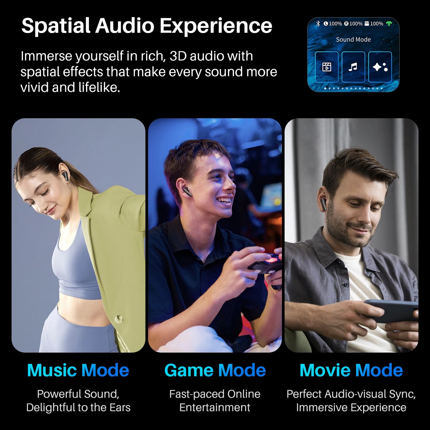 Wireless Earbuds with LCD Touch Screen Control/ANC Noise Cancelling Earphones Music/Game/Movie Mode Immersive