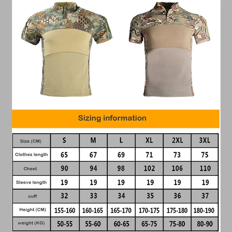 Oulylan Men's Short Sleeve Tactical Shirt for Men/Combat Shirt Hiking CP Camouflage T Shirts Climbing Tee Men