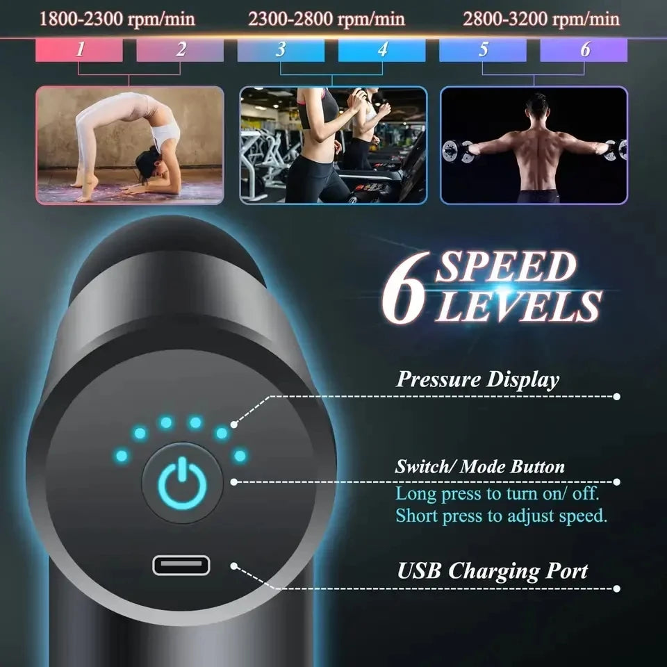 Massage Gun Fascia Deep Muscle Relax Body Neck Massager/Electric Fitness Equipment Noise Reduction Male Female Electric Fitness
